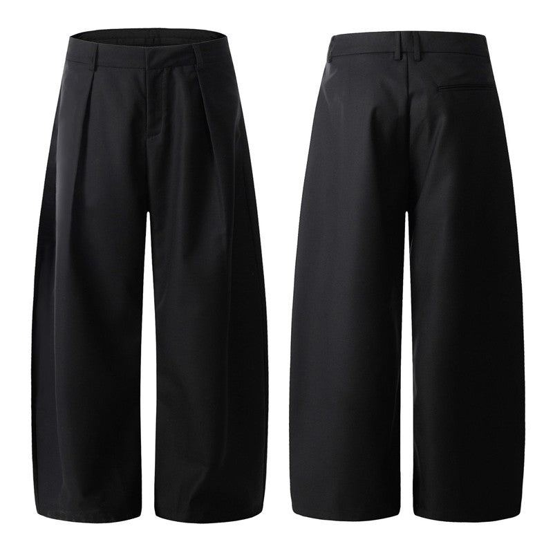 Black Curved Wide Leg Pants