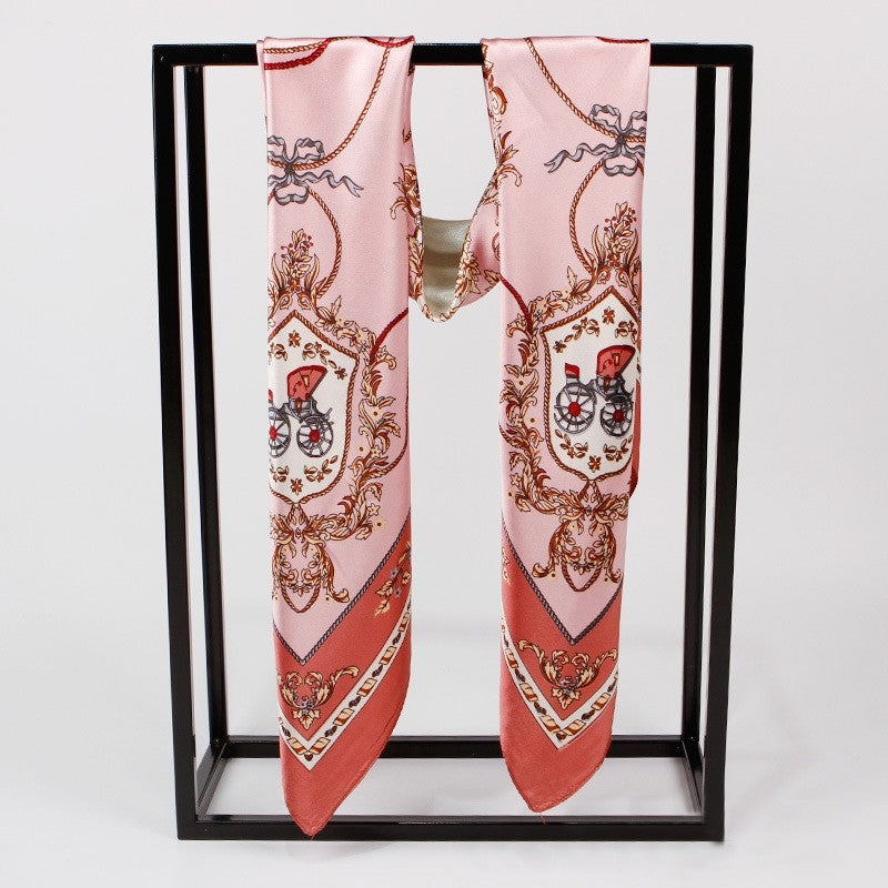 Vintage Elegant Geometric Pattern Silk Scarf