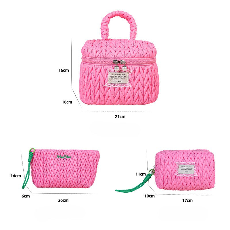 Solid Color Large Capacity Padded Make Up Bag