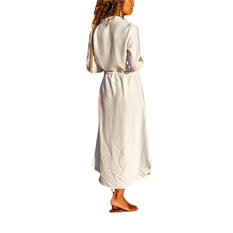 Long Sleeve Tie Button Dress