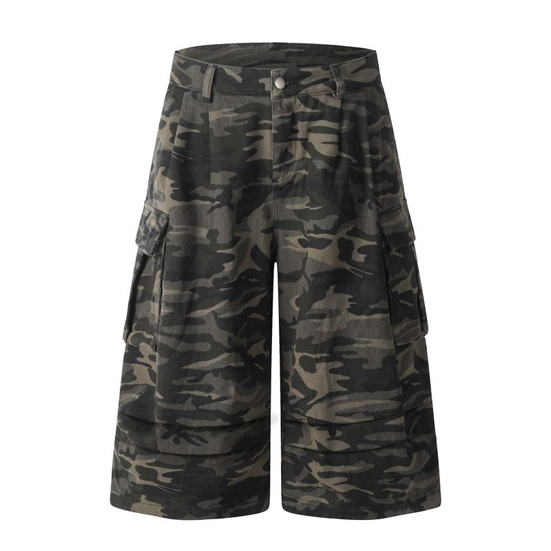 Straight Camouflage Cargo Shorts Summer Loose