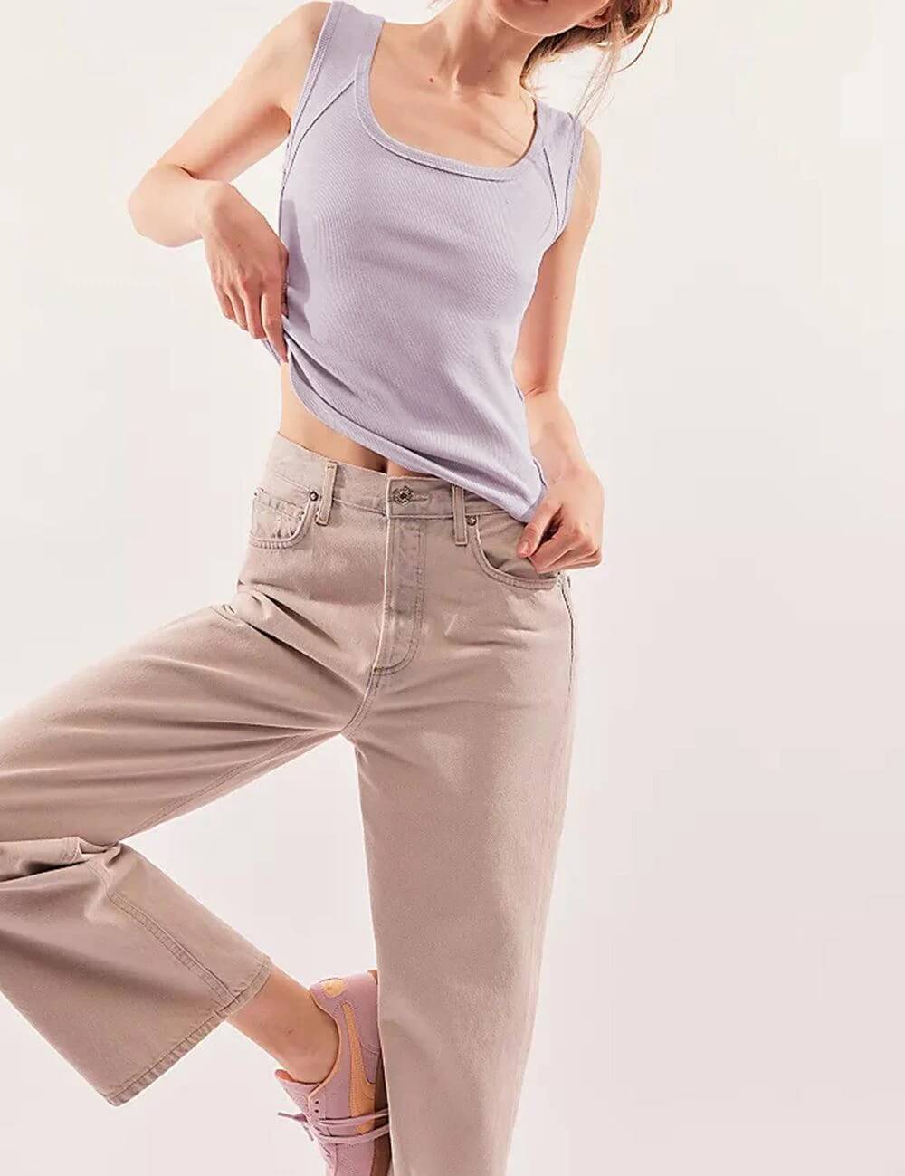 Square Neck Solid Color Tank Top