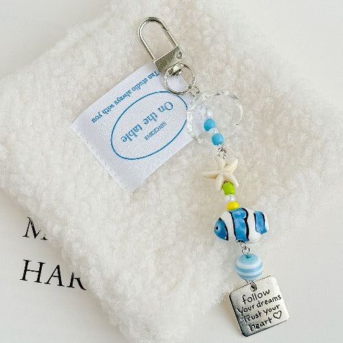 Minimalist Wind Chime Fish Beaded Phone Charm