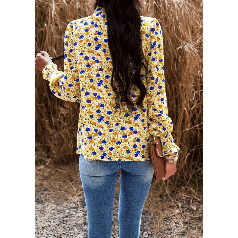 Long Sleeves Crewneck Printing Casual Blouse