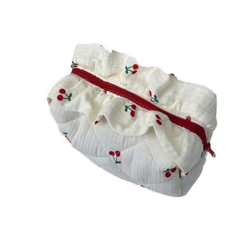 Sweet Bow Print Quilted Makeup Bag