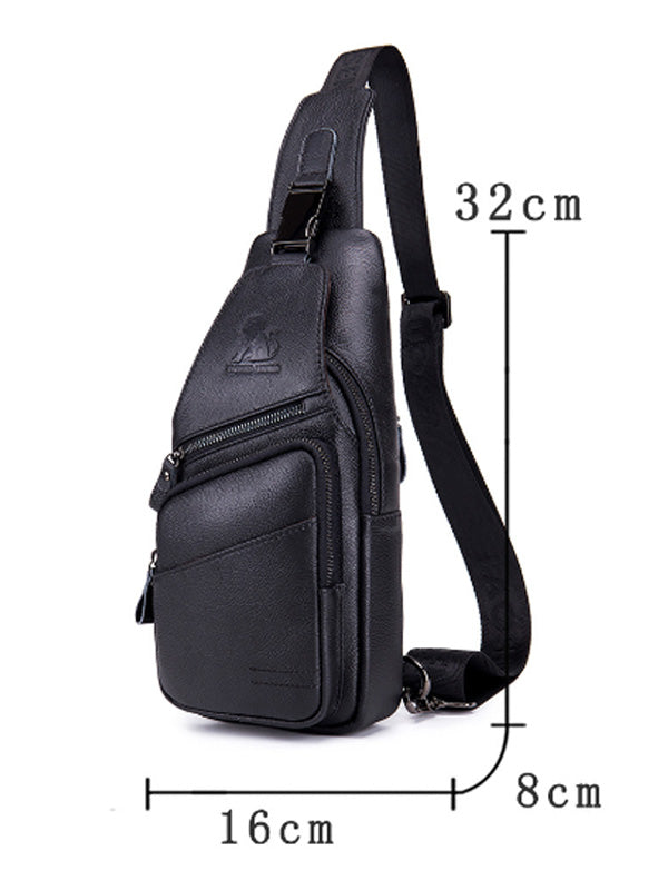 Multi-layer Pocket Leather Casual Crossbody Shoulder Bag