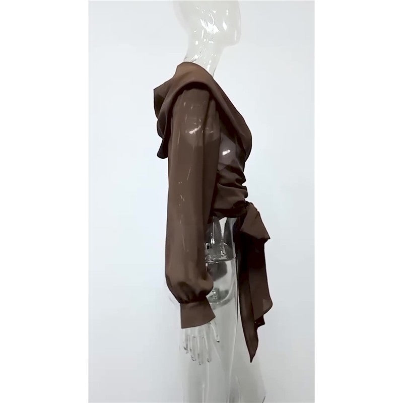 Comfortable Hooded Shirt With Tie Waist