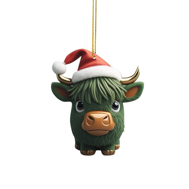 Christmas Bull Car Hanging Ornament