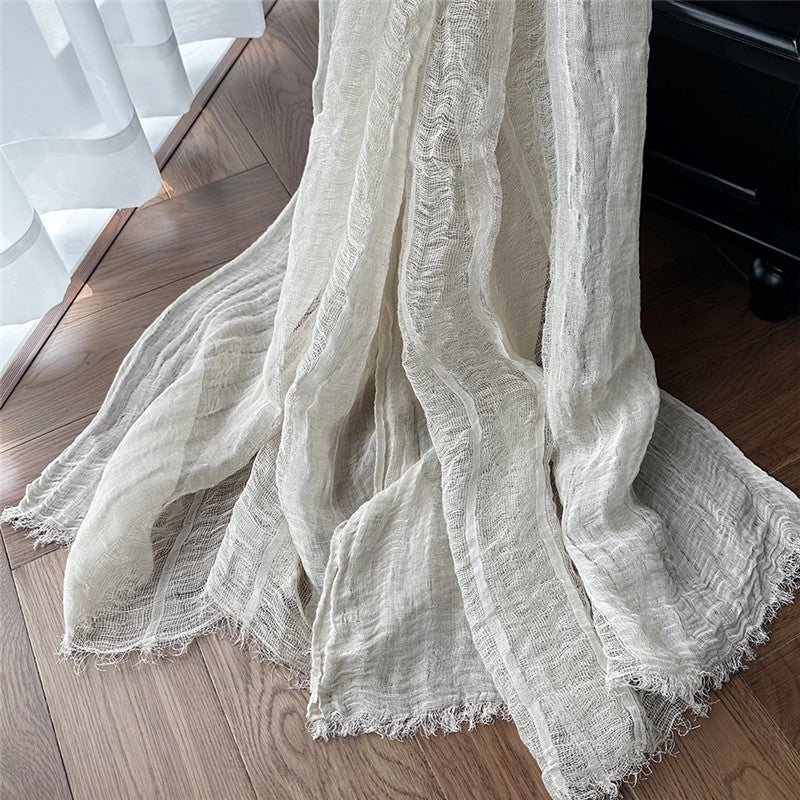 Solid Color Thin Fringed Scarf