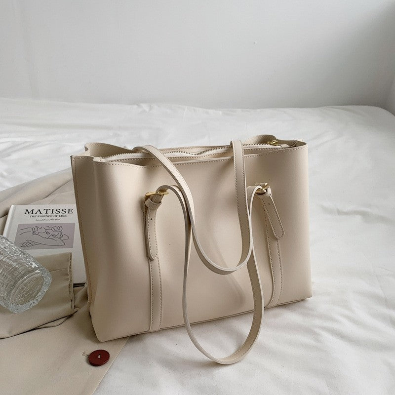 Large Capacity PU Leather Handbag Tote Shoulder Bag