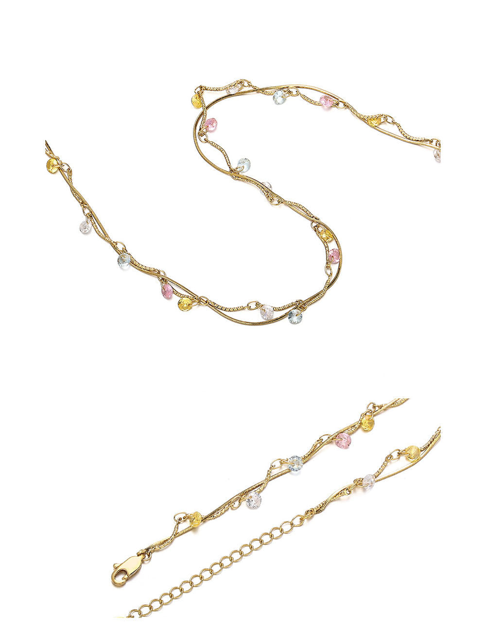 Vintage Twisted Double-Layer Zircon Necklace