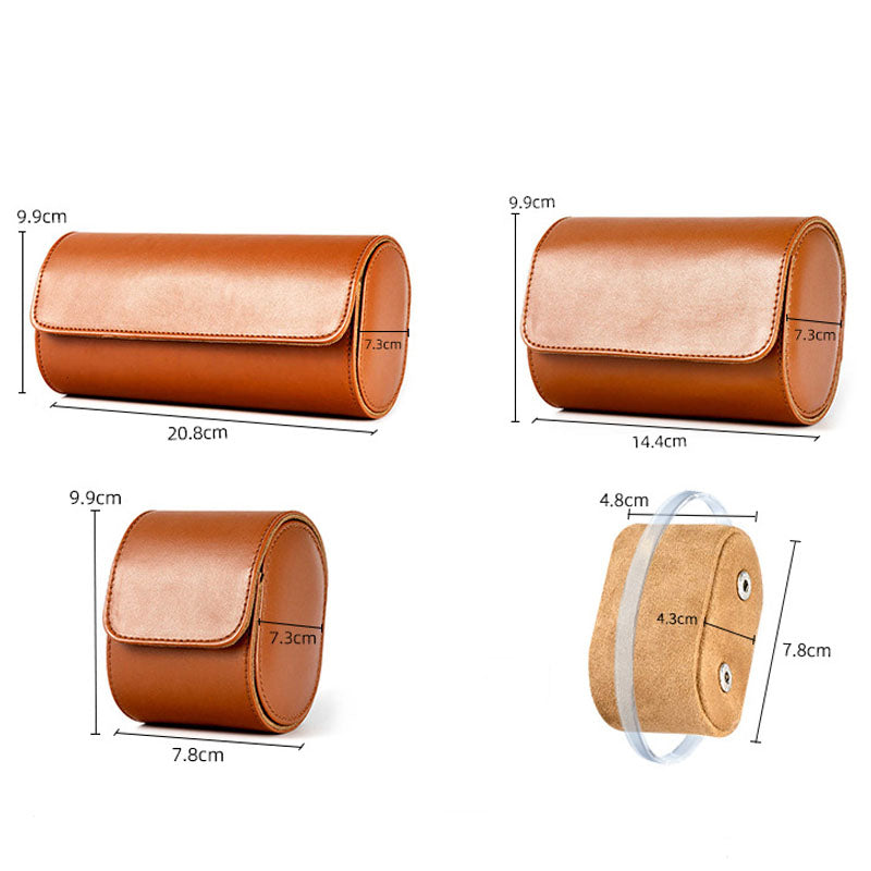 Portable PU Leather Watch Roll Organizer
