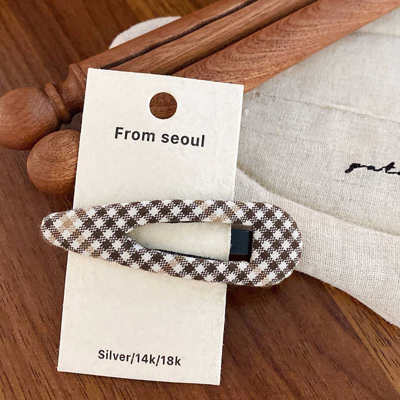 Simple Color Block Plaid Hair Clip