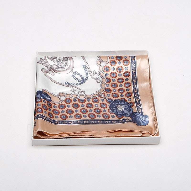 Vintage Elegant Geometric Pattern Silk Scarf