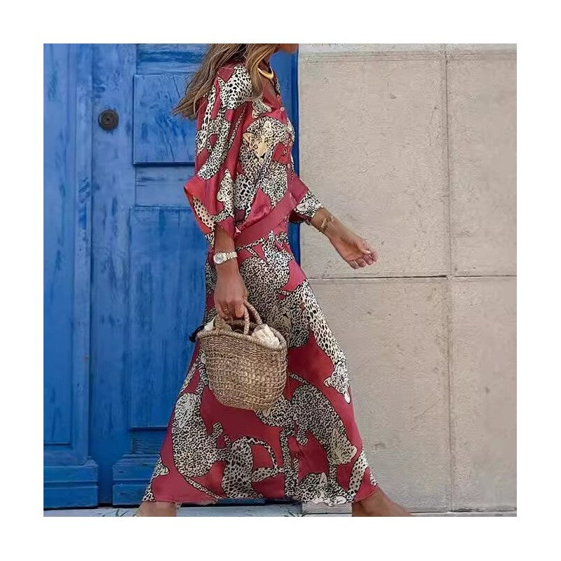 Floral Print Button-Up Top And Skirt Set