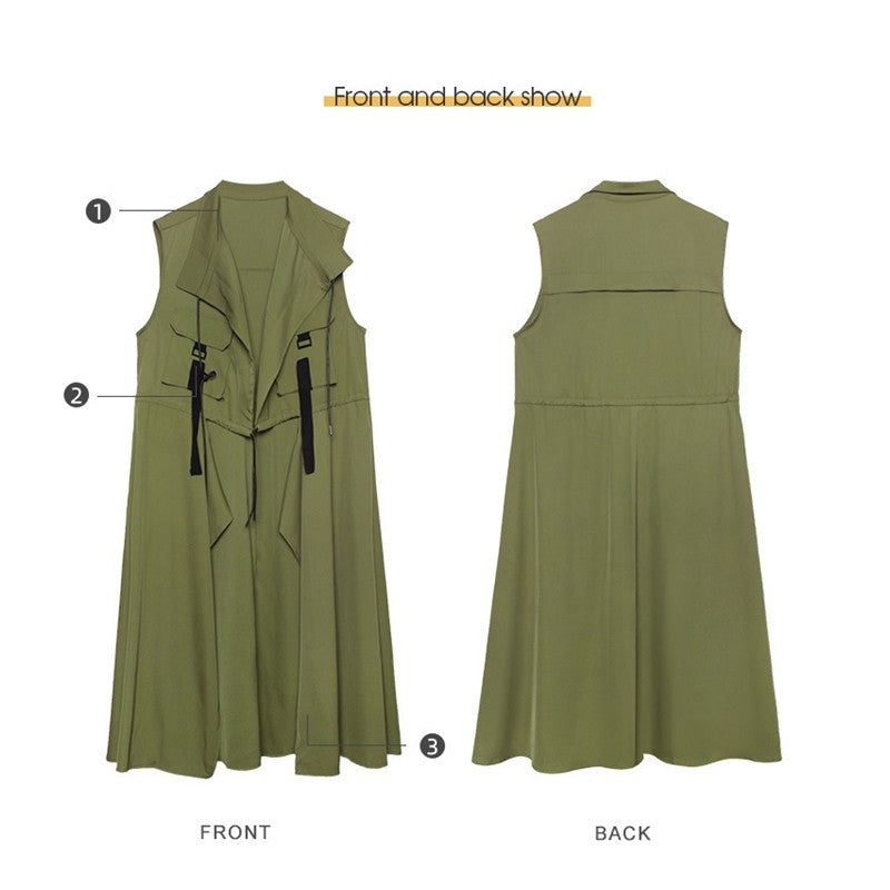 Solid Color Sleeveless Casual Loose Thin Long Vest