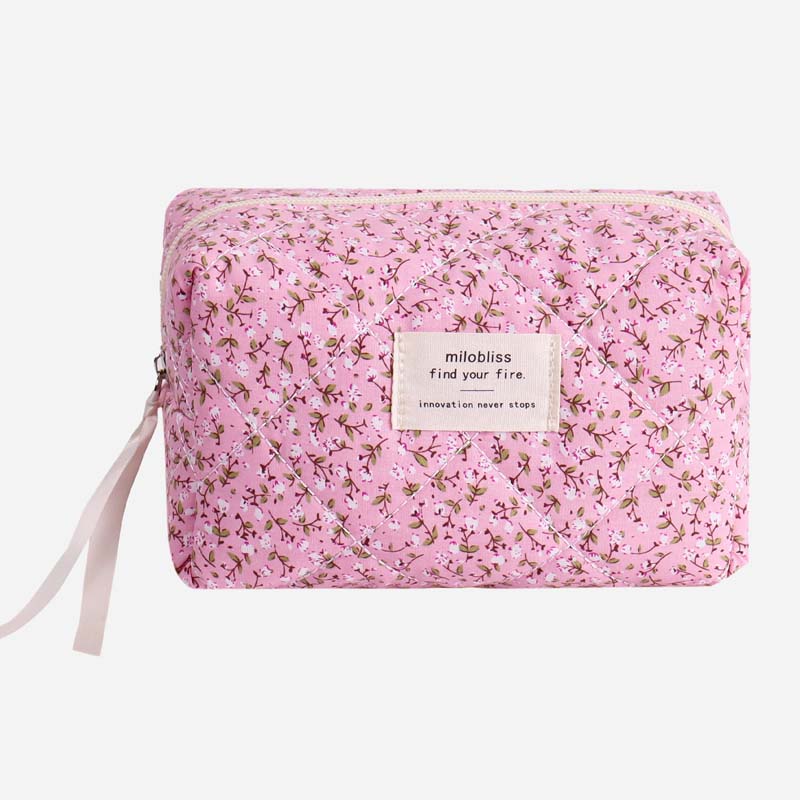 Cute Flower Print Portable Makeup Bag