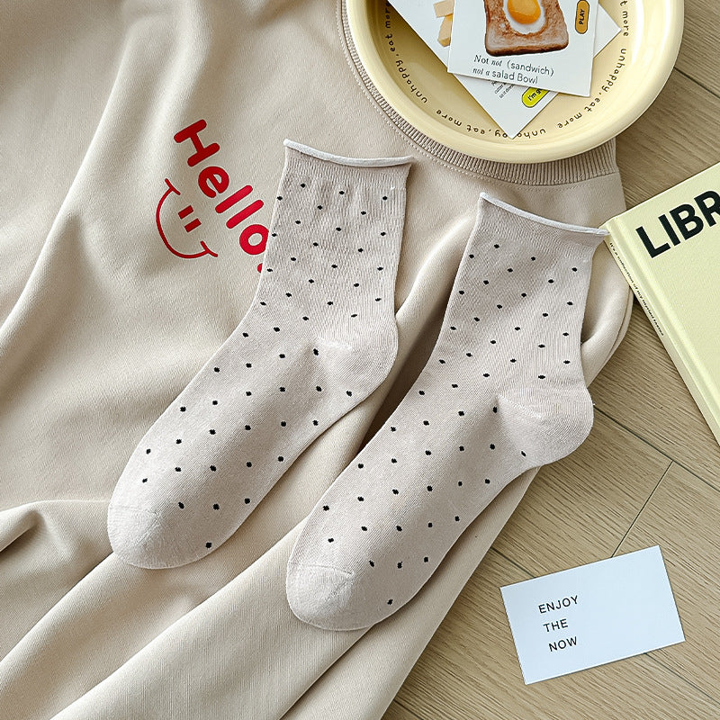 Polka Dot Simple Rolled Socks