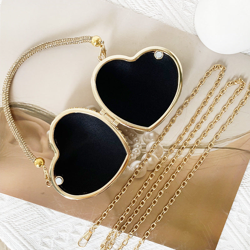 Love Shaped Mini Rhinestone Chain Party Handbag