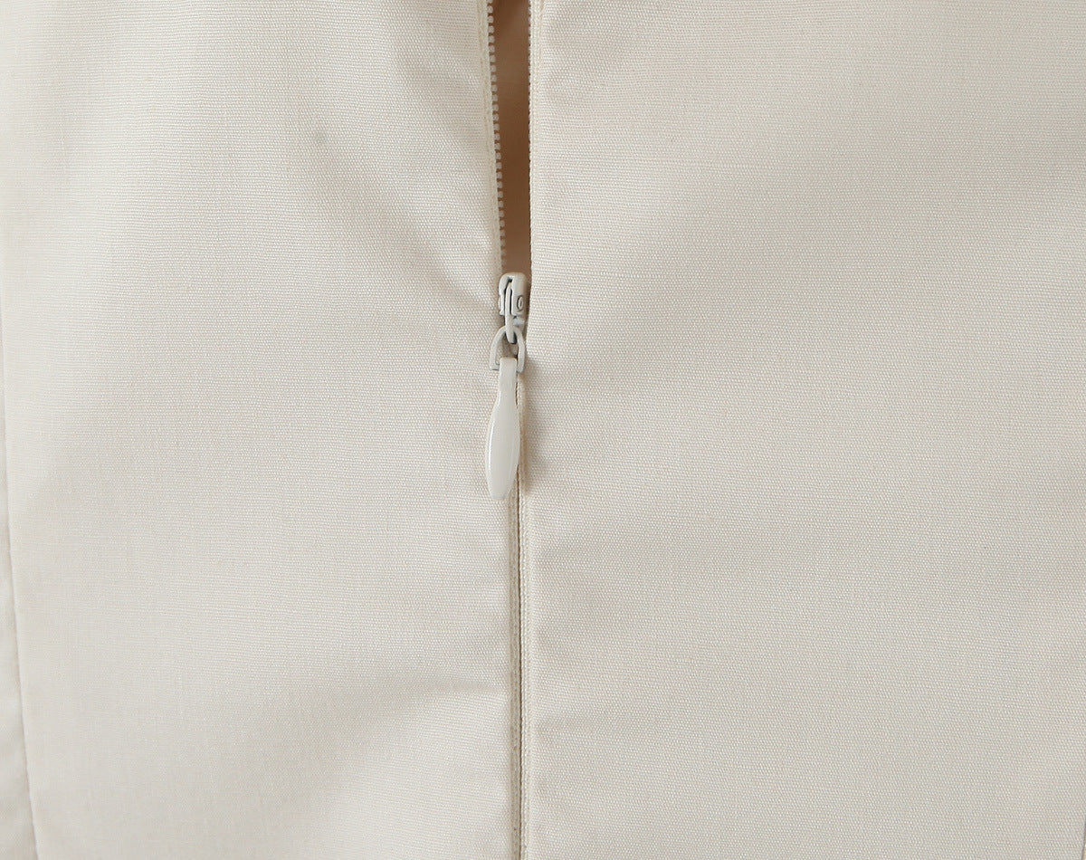 Solid Color Square Neck Pleated Midi Dress