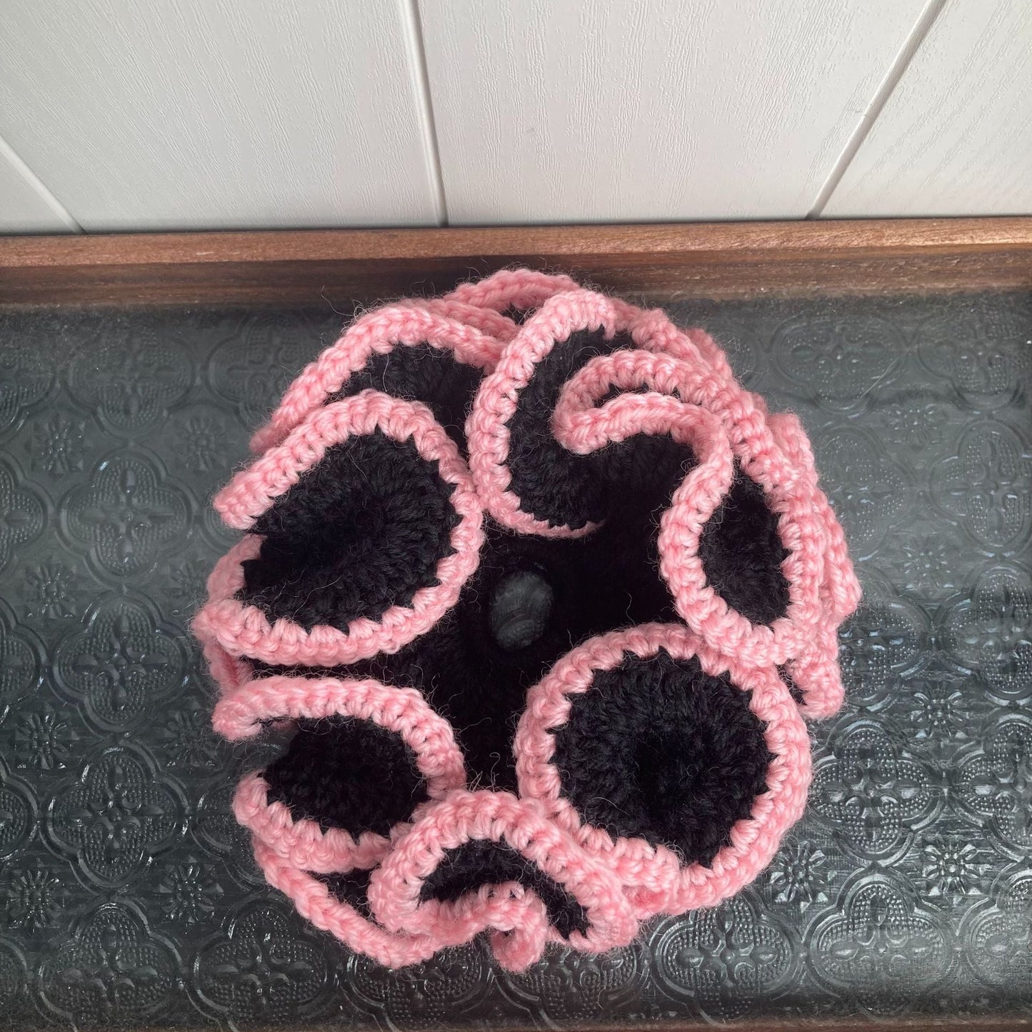 Color Contrast Ruffled Handmade Crochet Scrunchies