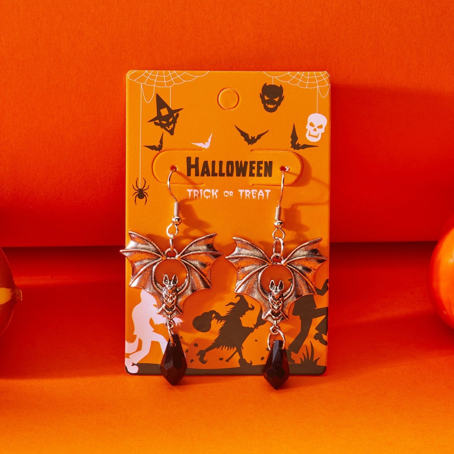 Vintage Gothic Bat Halloween Dangle Earrings