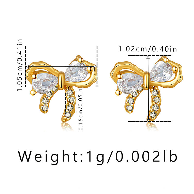 Elegant Bow Zircon Stud Earrings