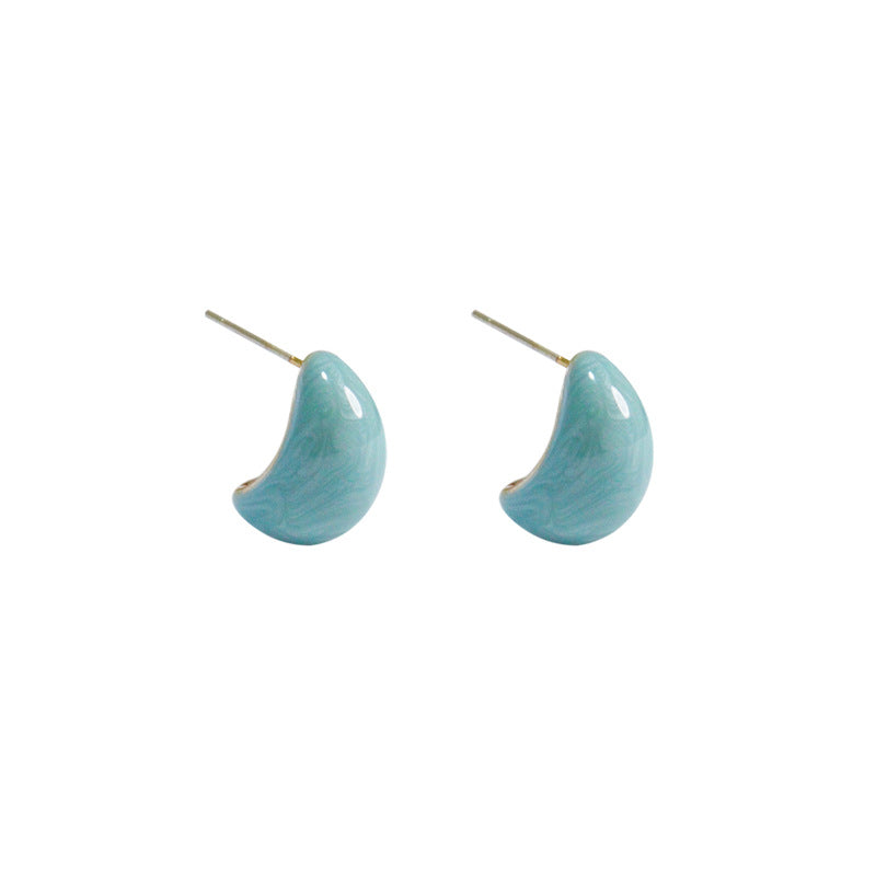 Cute Irregular Drip Glaze Geometric Stud Earrings