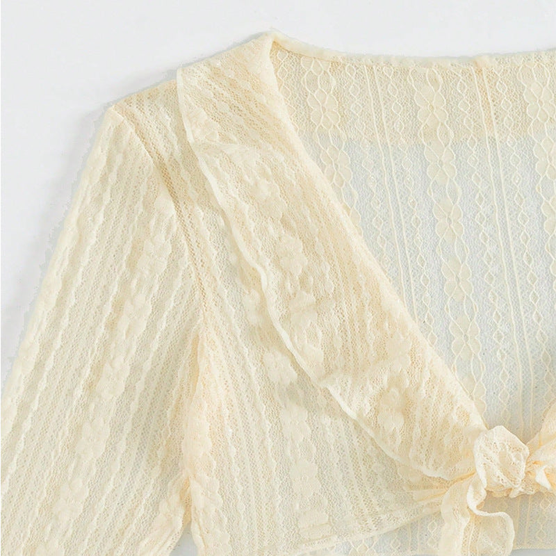 4PCS Sexy String Tie Swimwear with Flounce Cover