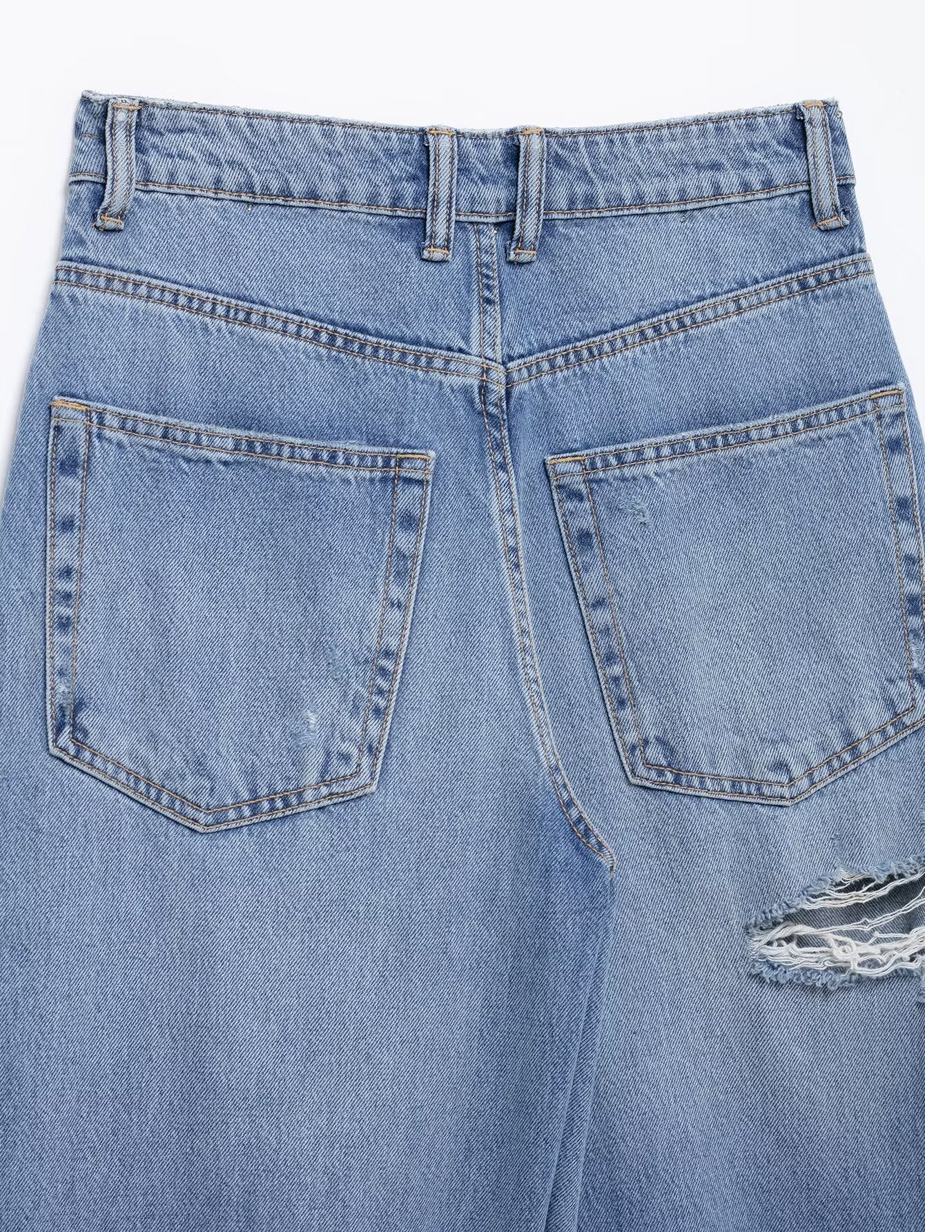 Casual Distressed Loose Mid Rise Jeans