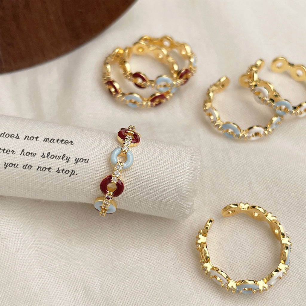 Gold Plated Zircon Inlaid Geometric Open Ring