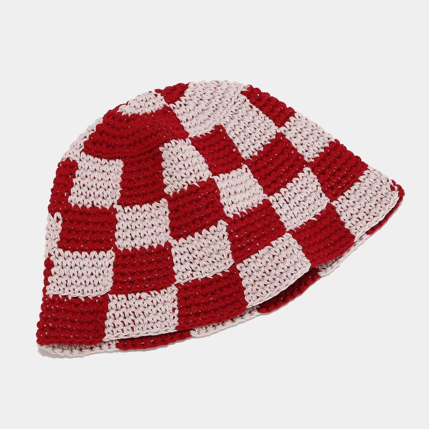 Crochet Knit Plaid Classic Bucket Hat