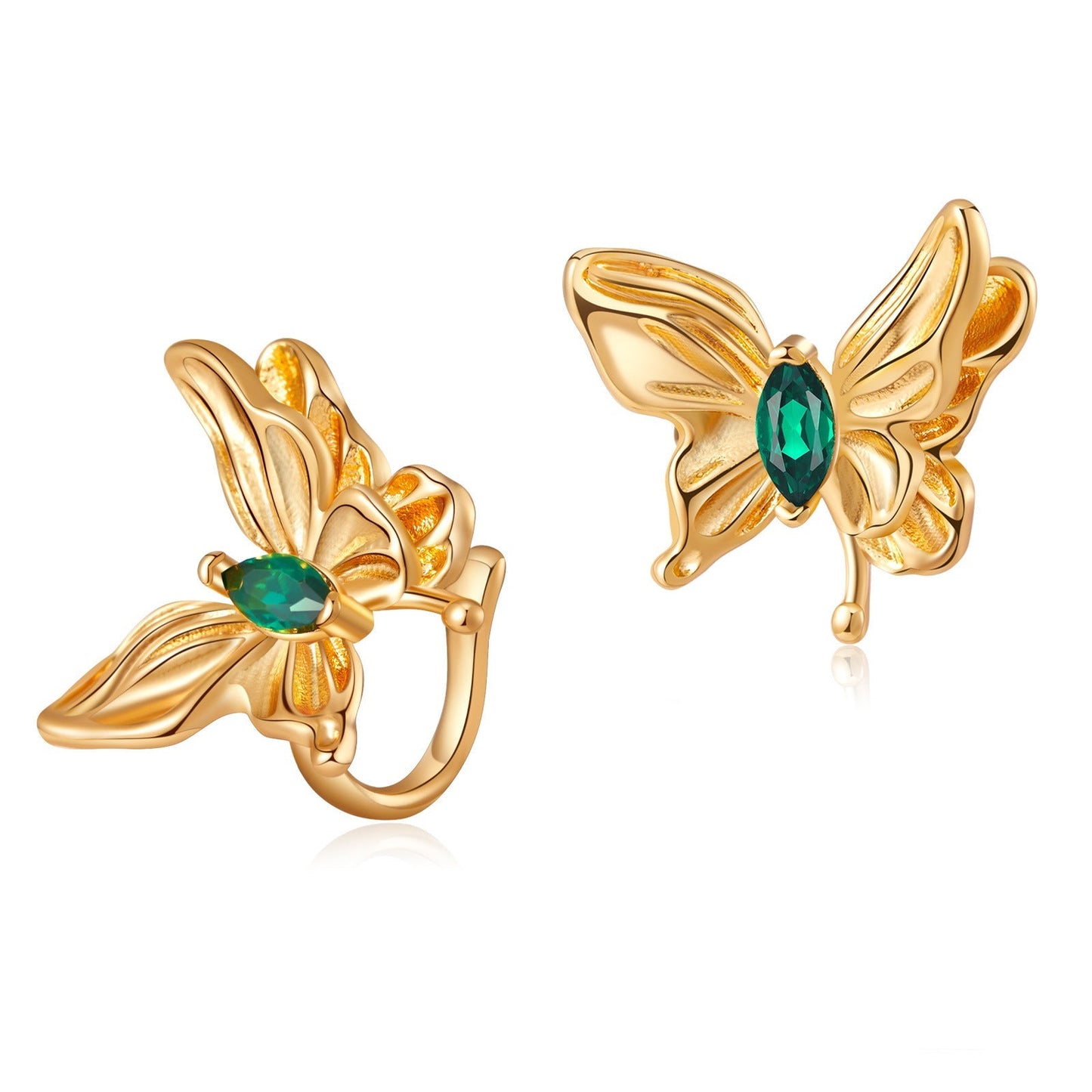 Butterfly Exquisite Retro Emerald Clip Earrings