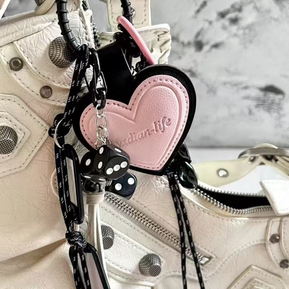 Cool Color Block Heart Keychain Bag Charm