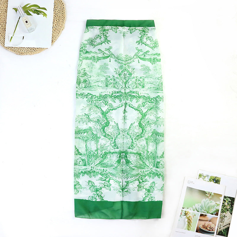 Vintage Print Slim Fit Swimwear with Cover Dress