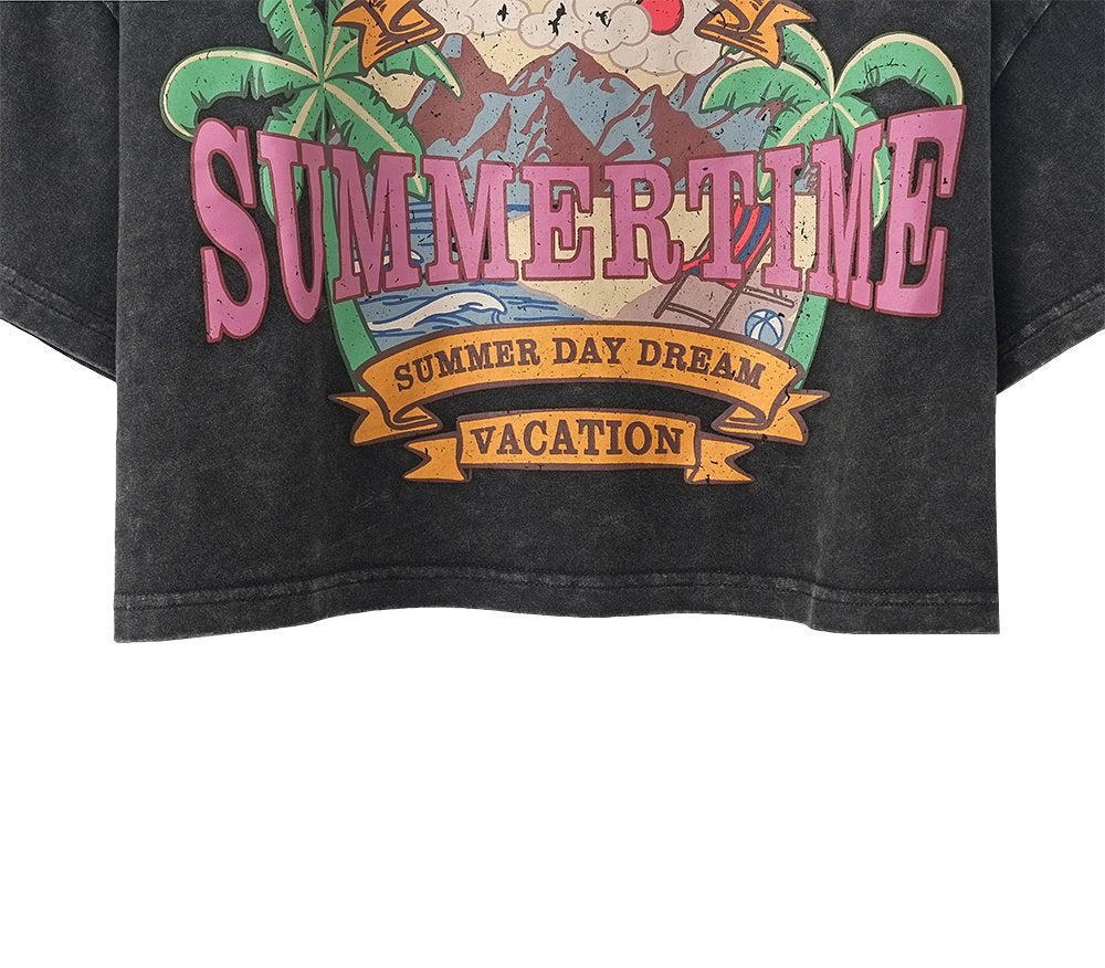 Vintage Distressed Printed Crew Neck T-Shirt