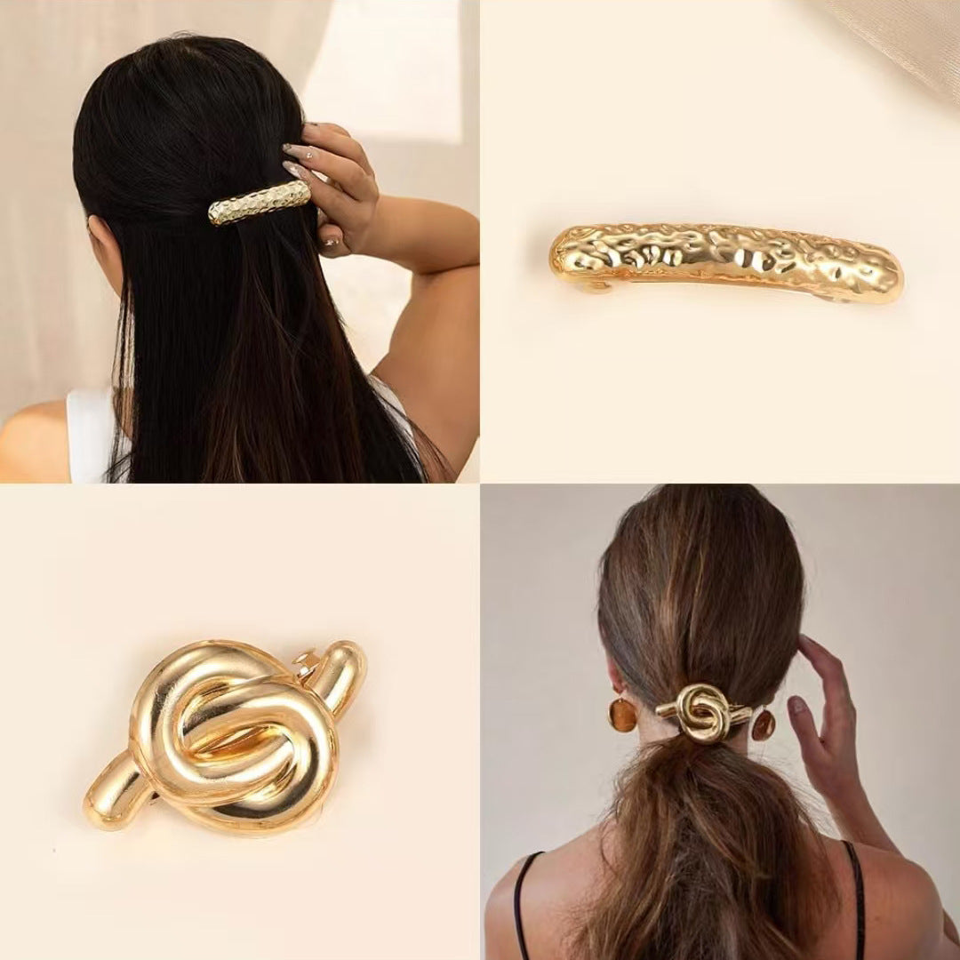 Minimalist Metal Geometric Gold Hair Ties