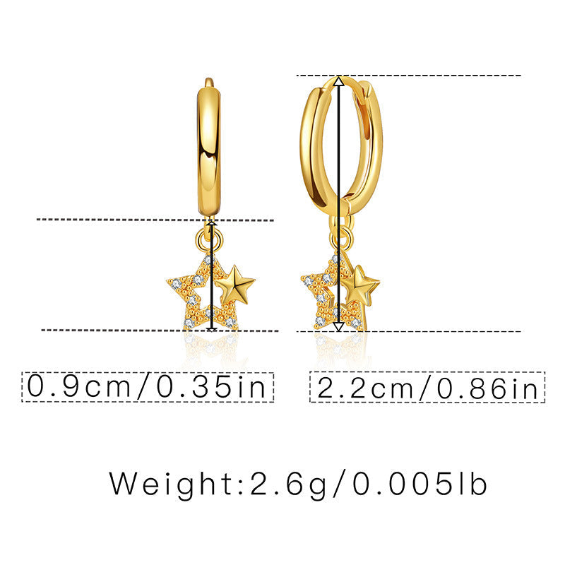 Copper Plated Gold Hollow Star Design Drop Earrings