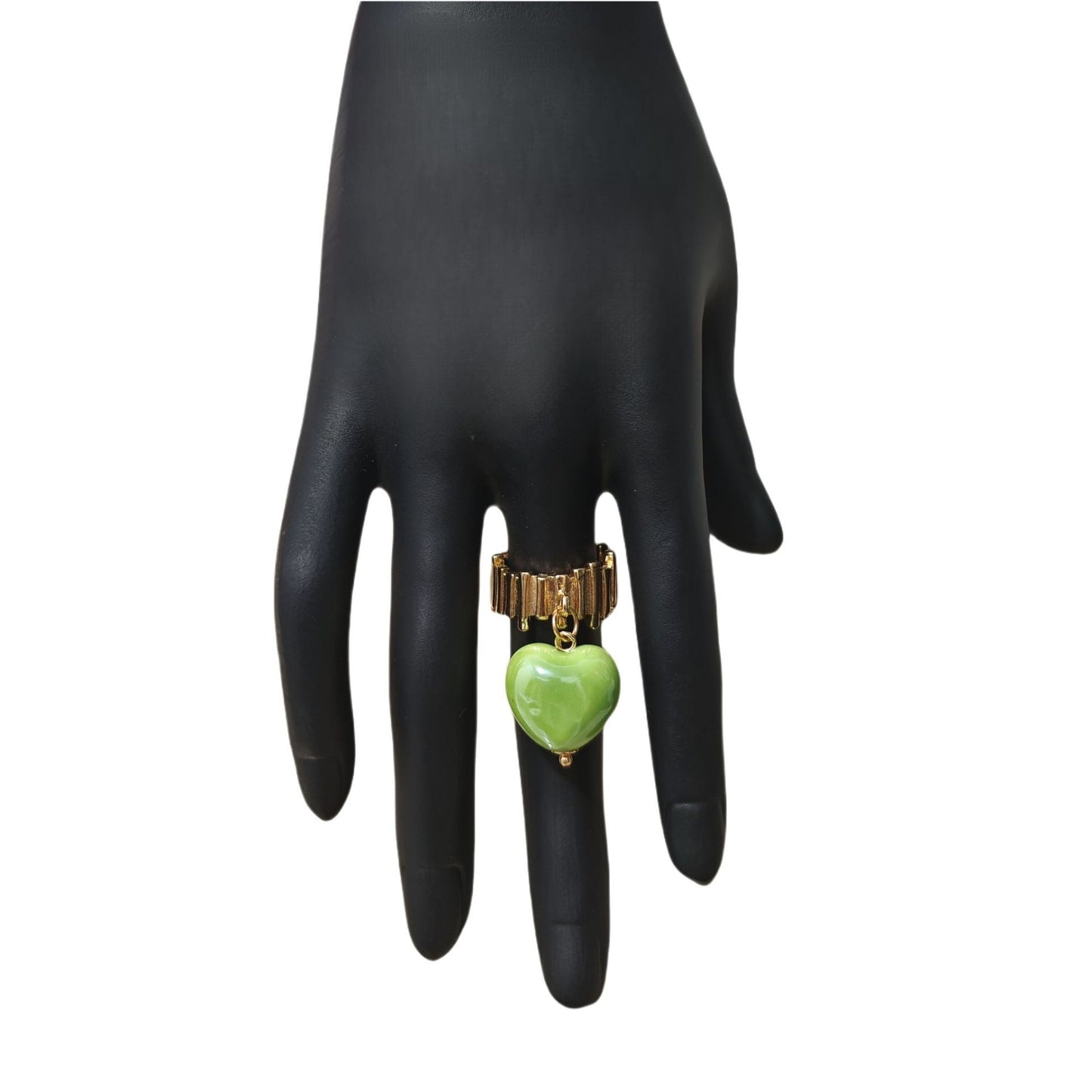 Trendy Candy Colored Ceramic Heart Ring