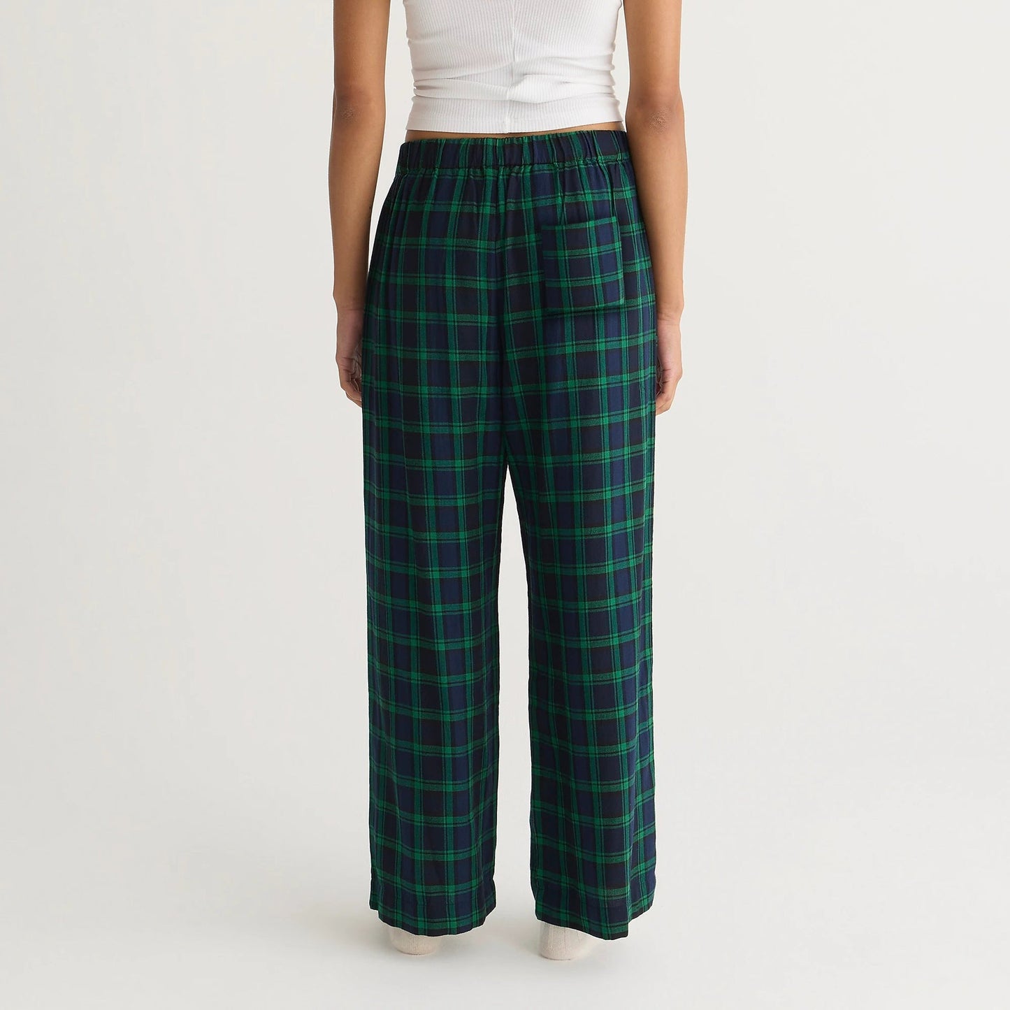 Plaid Loose Pockets Wide Leg Pants