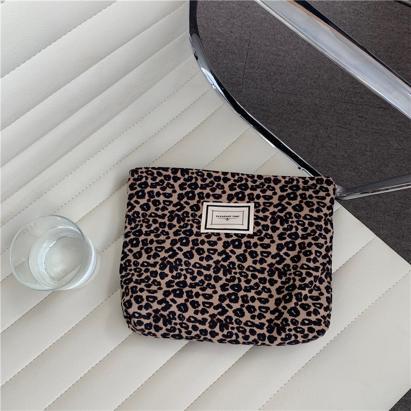 Simple Leopard Print Portable Make Up Bag