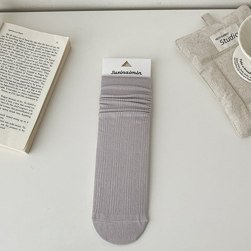 Solid Color Cotton Hollow Crew Maternity Socks