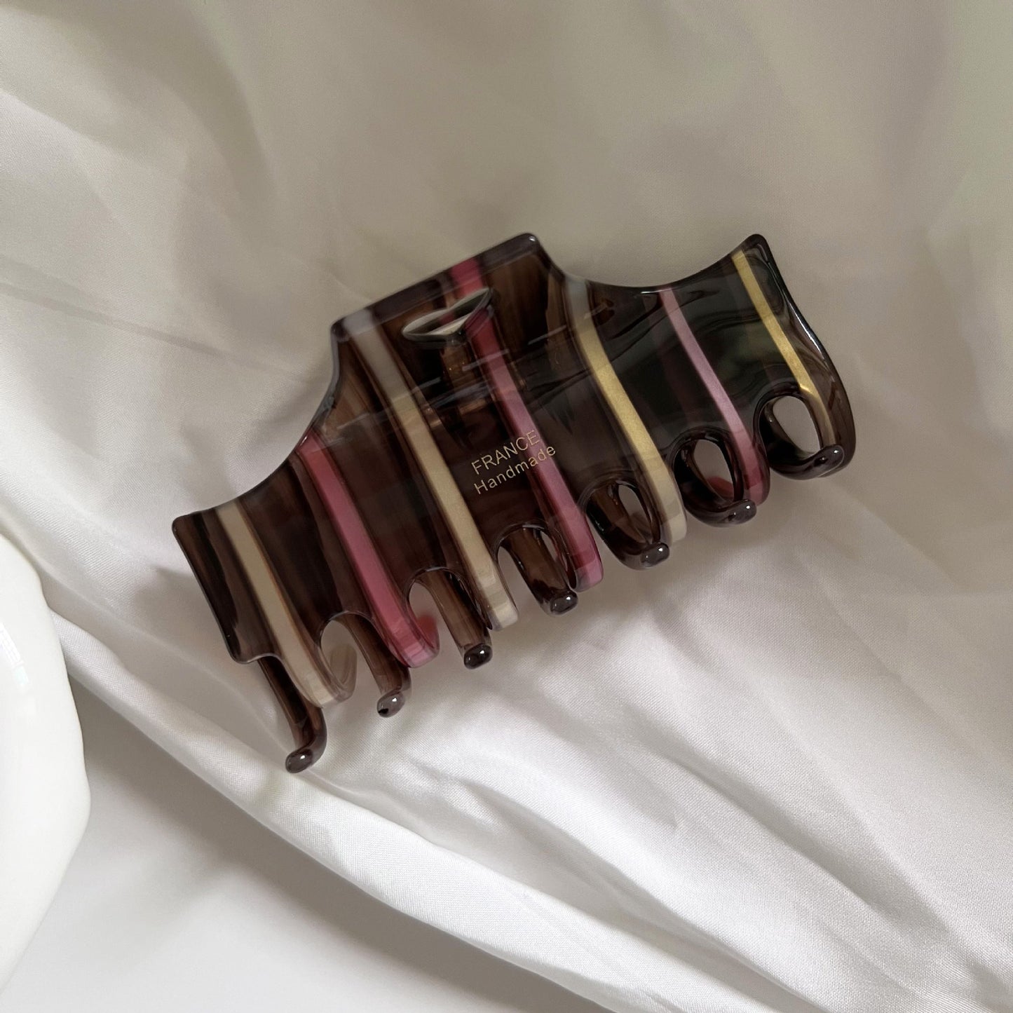 Vintage Heart Stripe Acetate Hair Claw