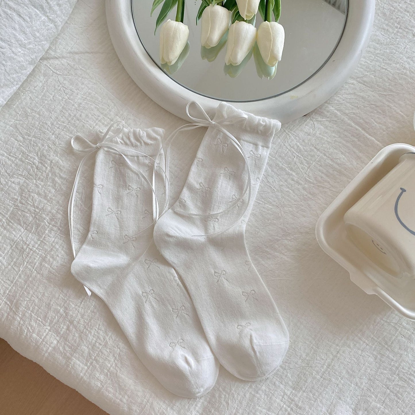 Bow Sweet Mesh Thin Socks