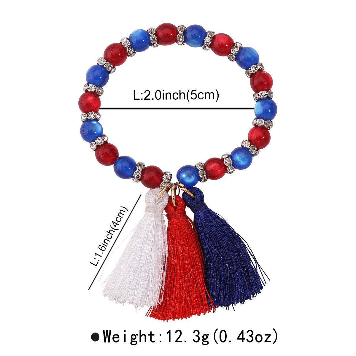 Independence Day Handmade Beaded Tassel Bracelet