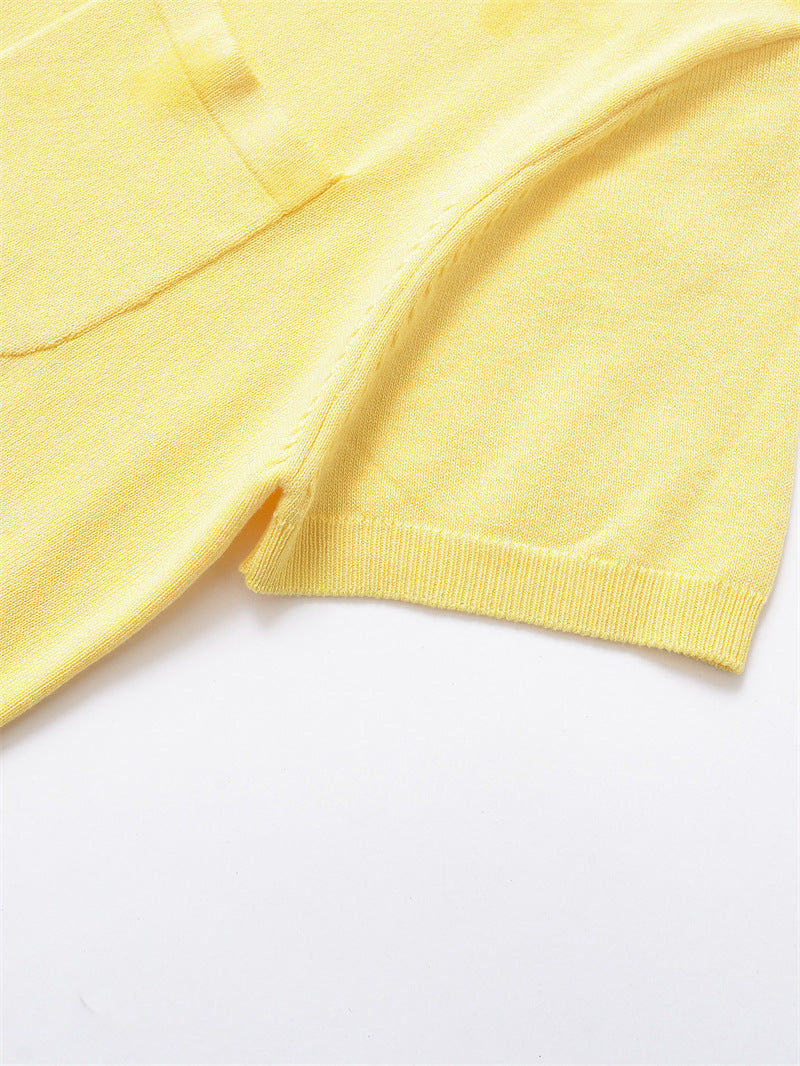 Casual Short Sleeve Solid Color Knit Top