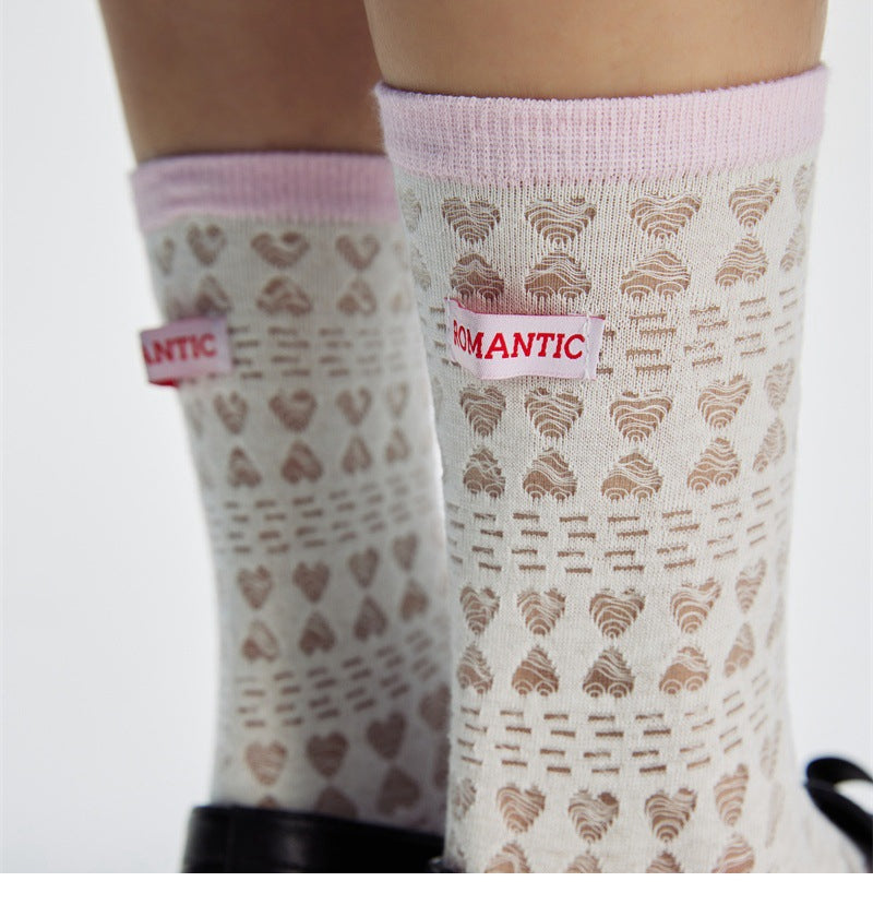 Color Block Hollow Mesh Thin Socks