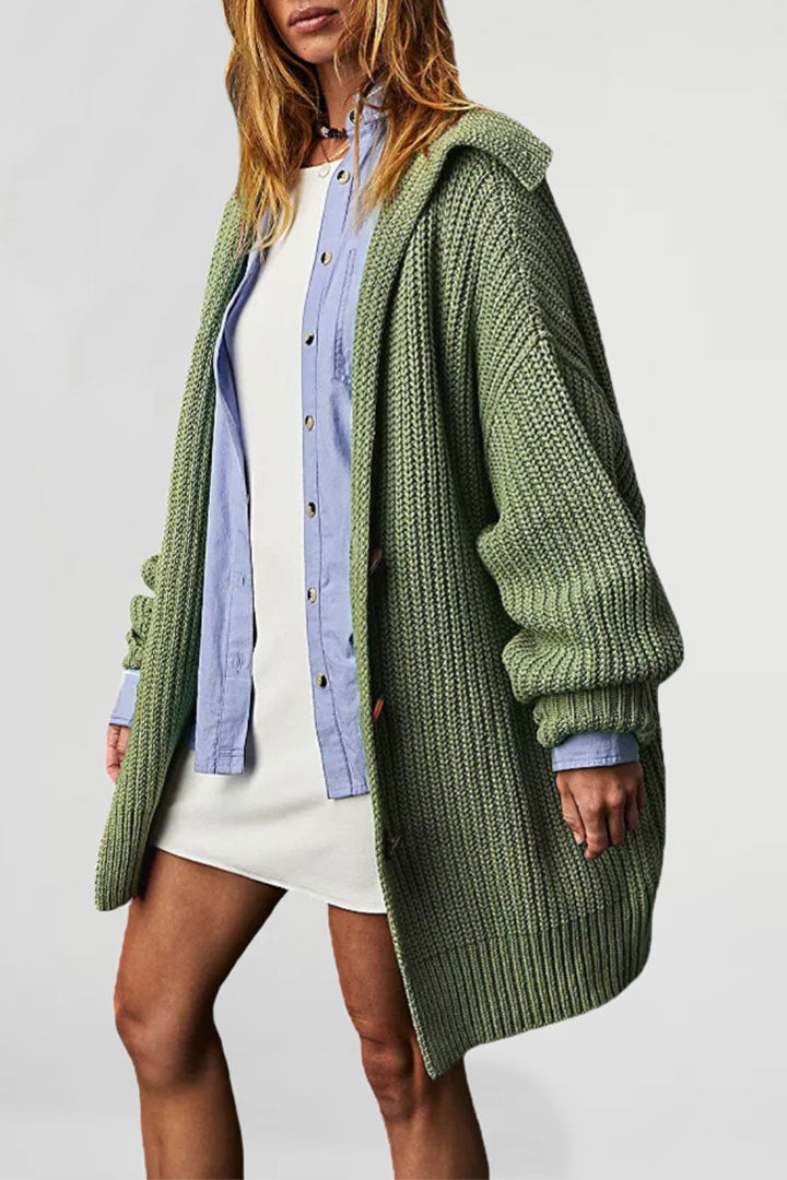 Lapel Loose Button Sweater Cardigan