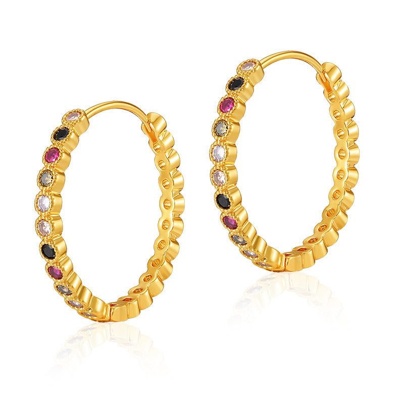Simple Design Brass Plated Gold Hoop Earrings