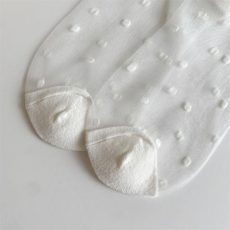 Bow Polka Dot Mesh Thin Socks